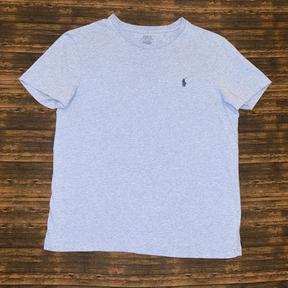 Polo Ralph Lauren T Shirt Mens L Blue Custom Slim Fit Pony